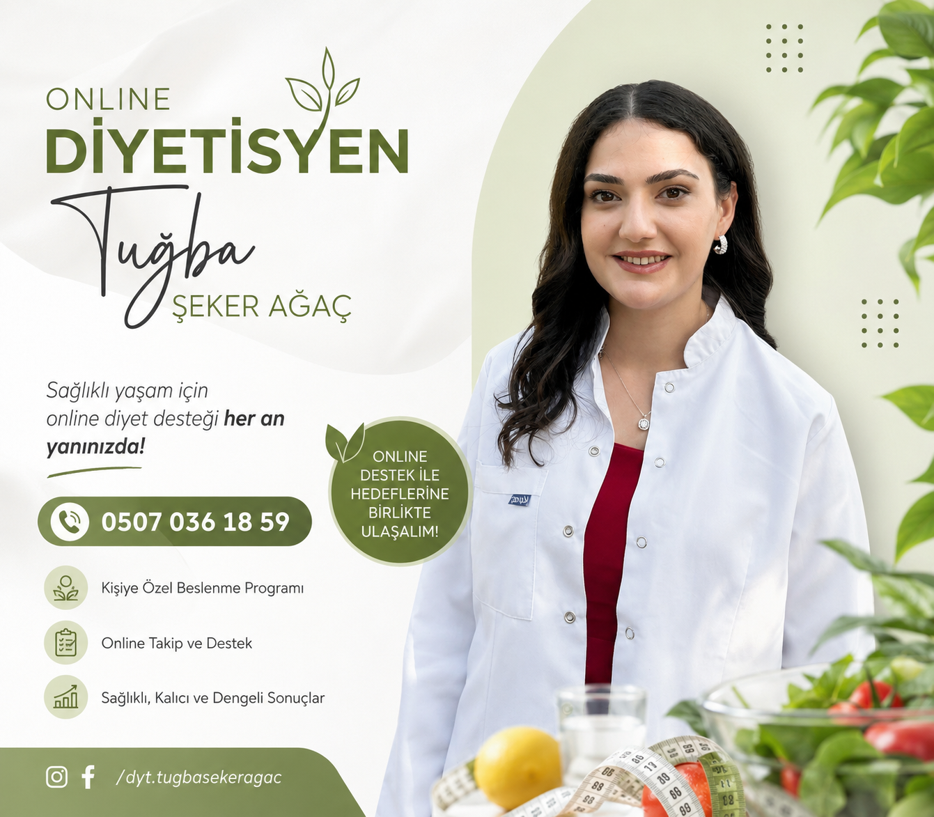 Online Diyetisyen Tuğba Şeker Ağaç ve sunduğu beslenme hizmetleri